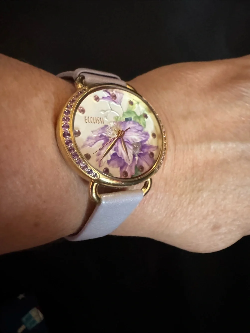 Ecclissi Lavender Floral Women's Watch with Lilac Strap
